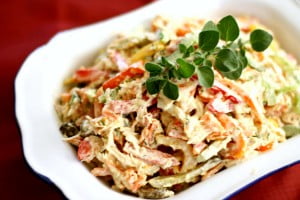 салат с куриной печенью