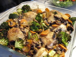 Тушеная курица с грибами
