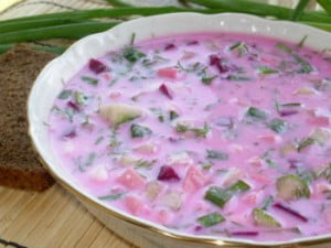 окрошка из свеклы с сыром