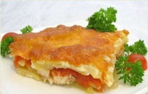 Запеканка с филе морской рыбы и сыром